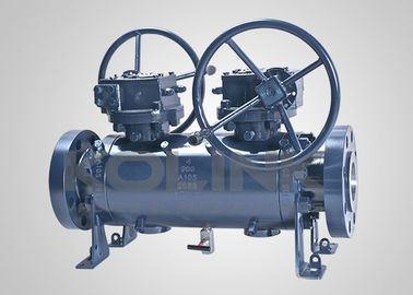 API 6D DBB Ball Valve Double Block & Bleed Flanged Trunnion จัดตั้ง