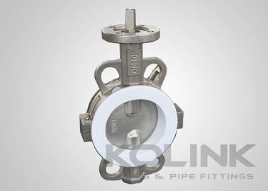 2pc PTFE วาล์วกระพริกที่นั่ง คอนเซนทริก, วาเฟอร์ Lugged Flanged หนาเหล็ก