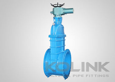 วาล์วประตูไฟฟ้า DN1200 เหล็กหล่อเหนียวแบบนั่งยืดหยุ่น