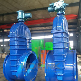 วาล์วประตูไฟฟ้า DN1200 เหล็กหล่อเหนียวแบบนั่งยืดหยุ่น